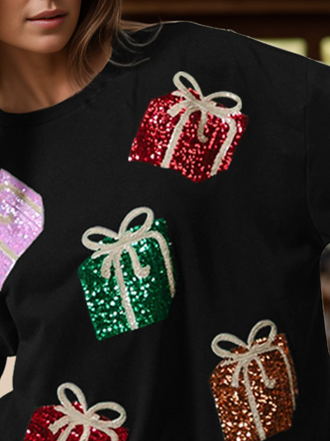 Sequin Gift Box - Long Sleeve Sweatshirt