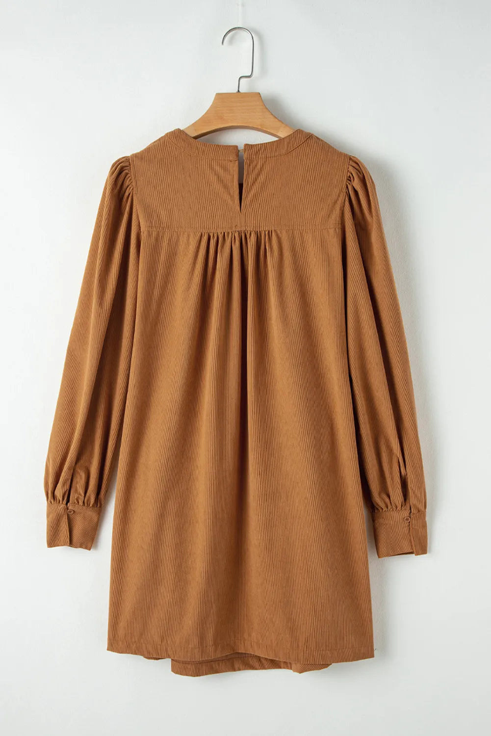 Ruched Round Neck Long Sleeve Dress-Fashion-Trend