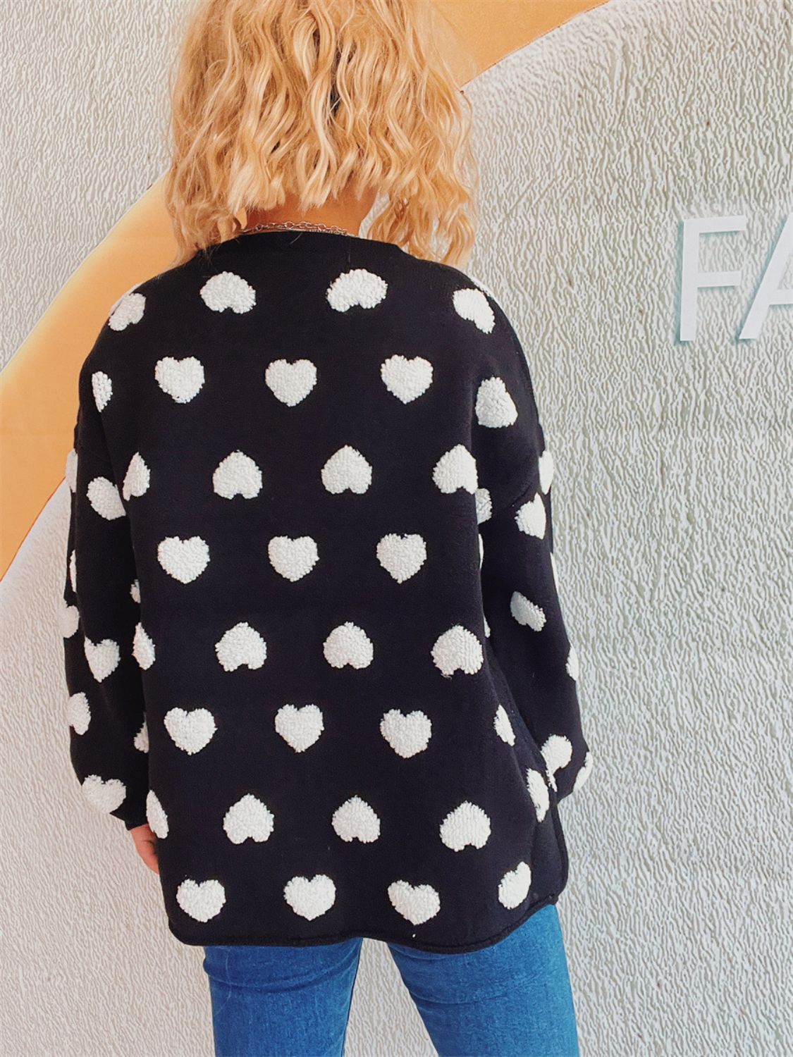 Heart Button Up Long Sleeve Cardigan-Comfortable