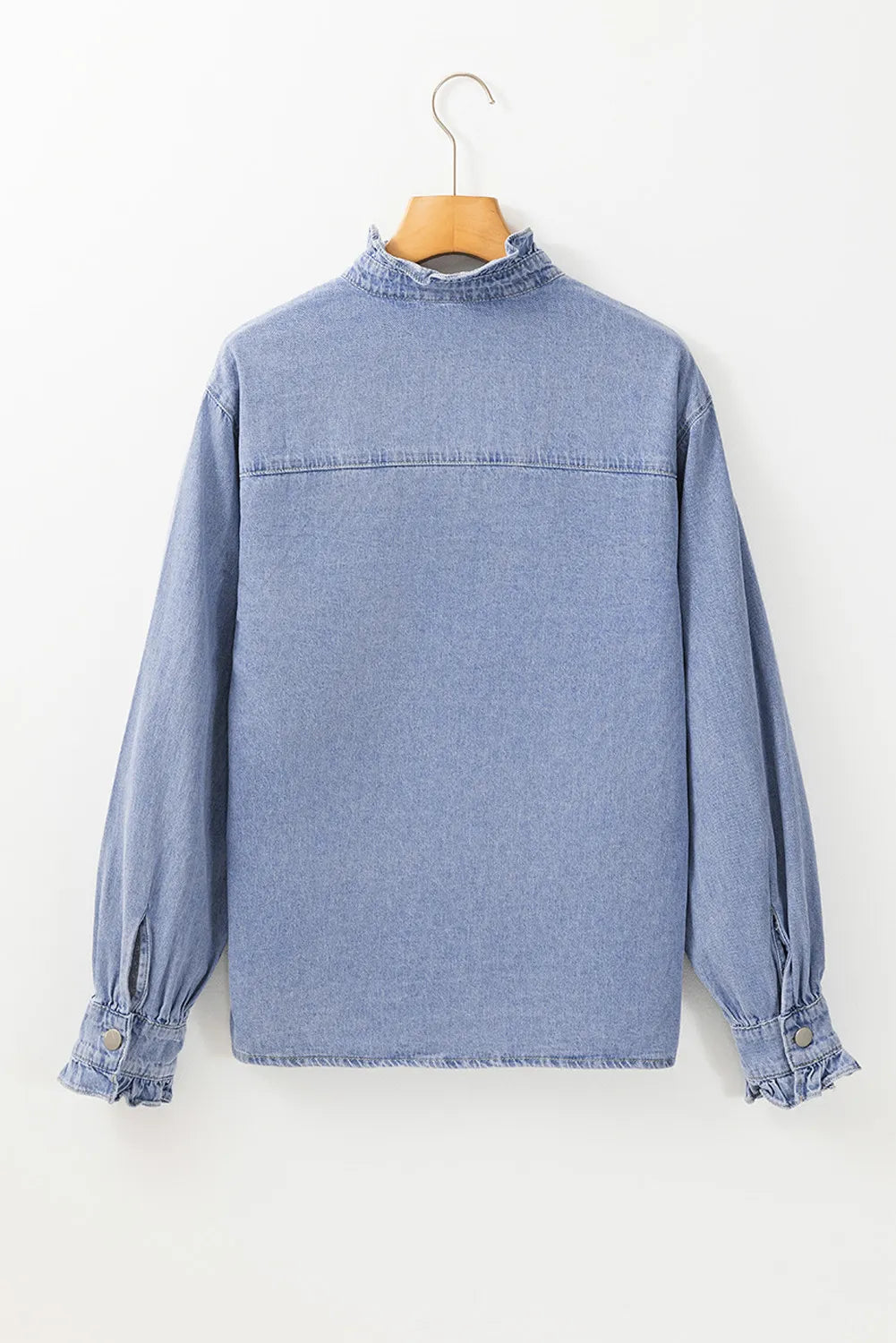 Frill Button Up - Long Sleeve - Denim Top
