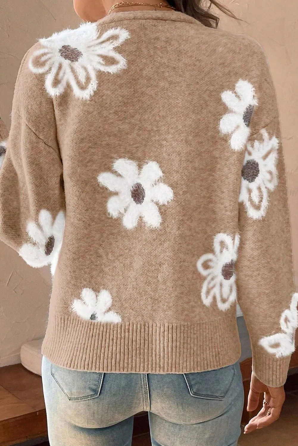 Flower Button Up Long Sleeve Cardigan-Versatile