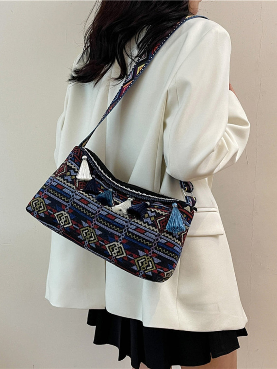 Tassel Adjustable Strap Shoulder Bag Crossbody