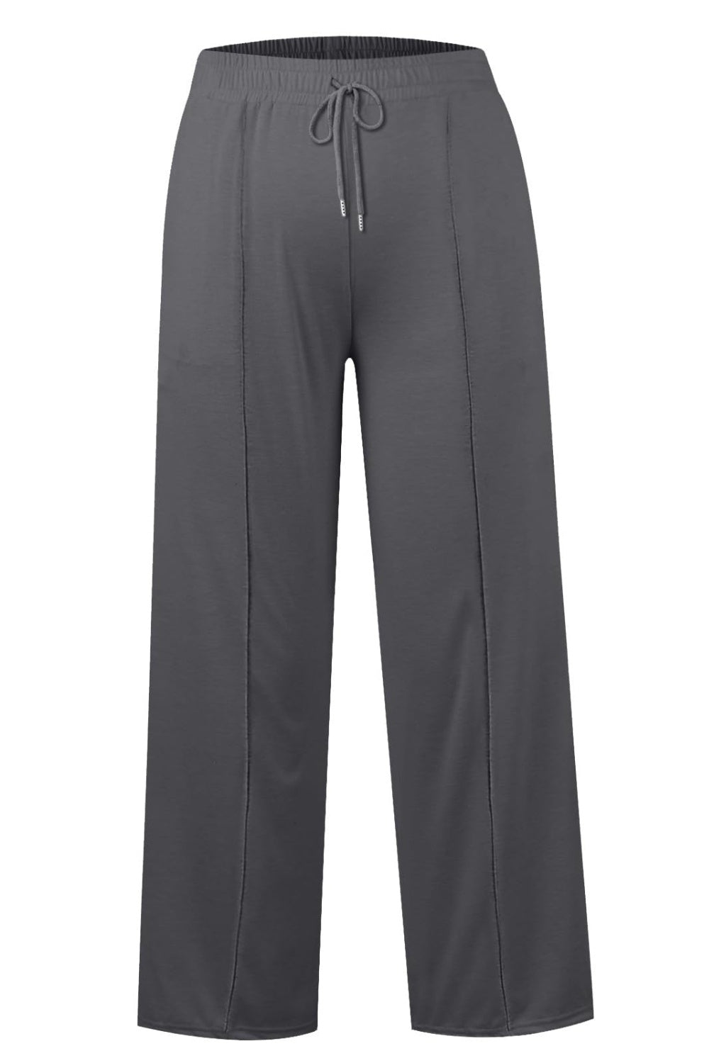 Drawstring Elastic Waist - Wide Leg Pants