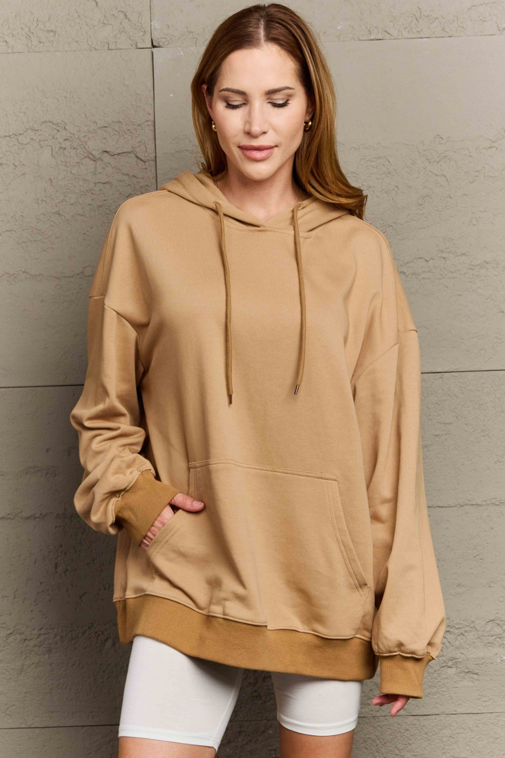 Full Size Drawstring - Long Sleeve Hoodie
