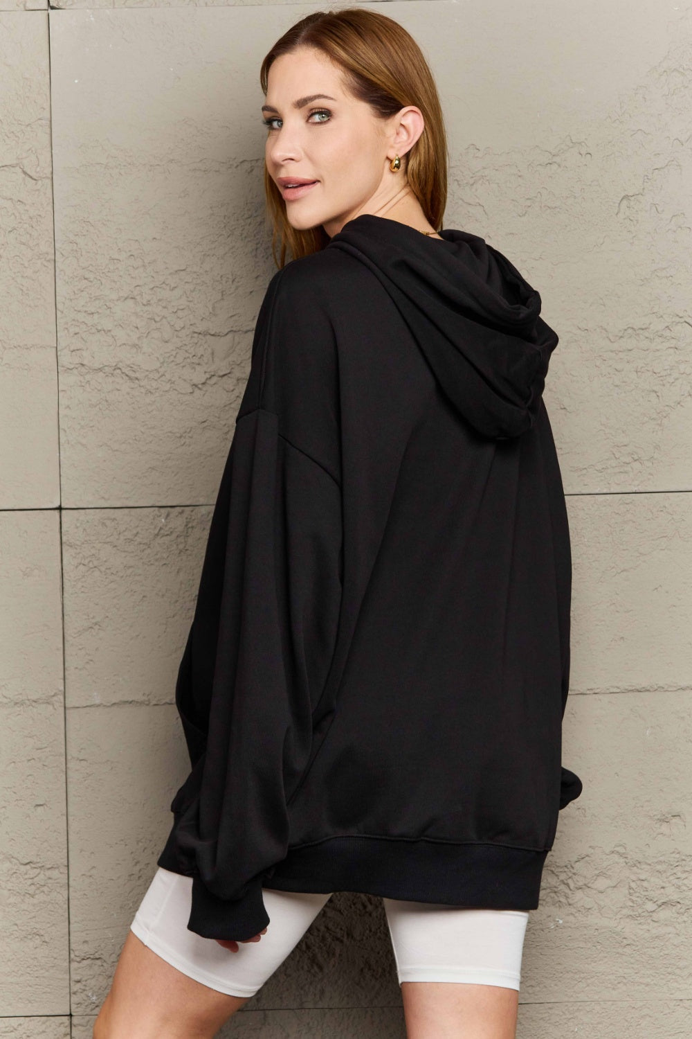 Full Size Drawstring - Long Sleeve Hoodie