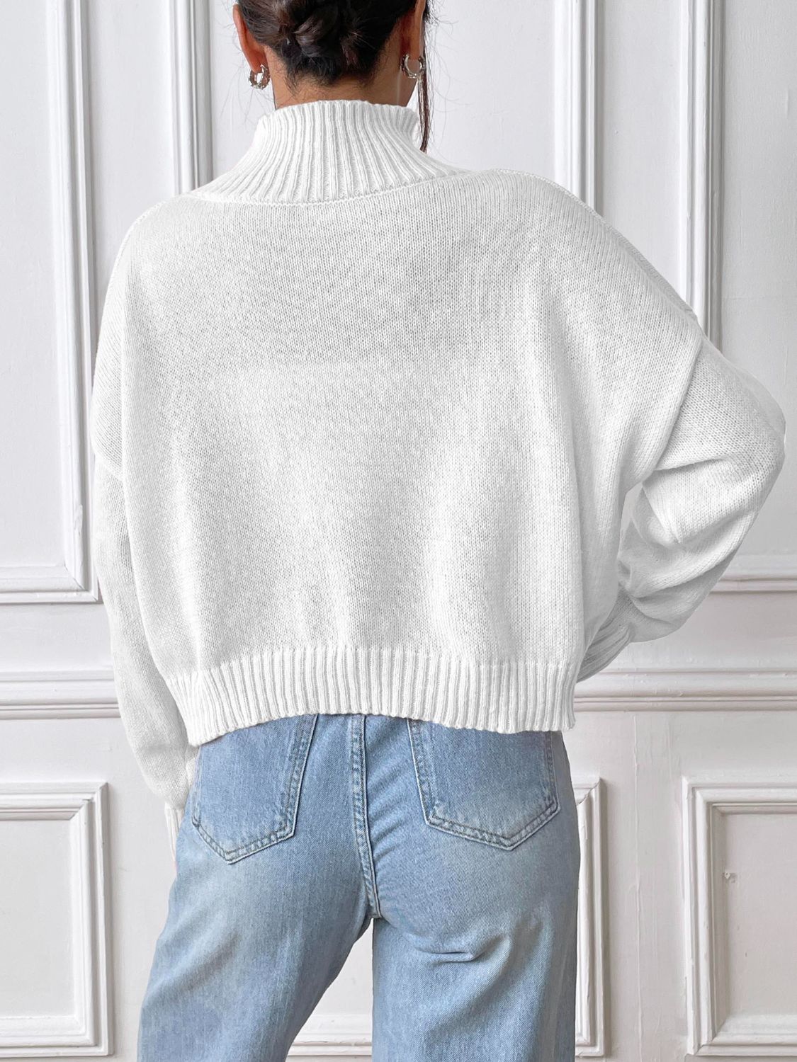 Heart Turtleneck Long Sleeve Sweater-Stylish