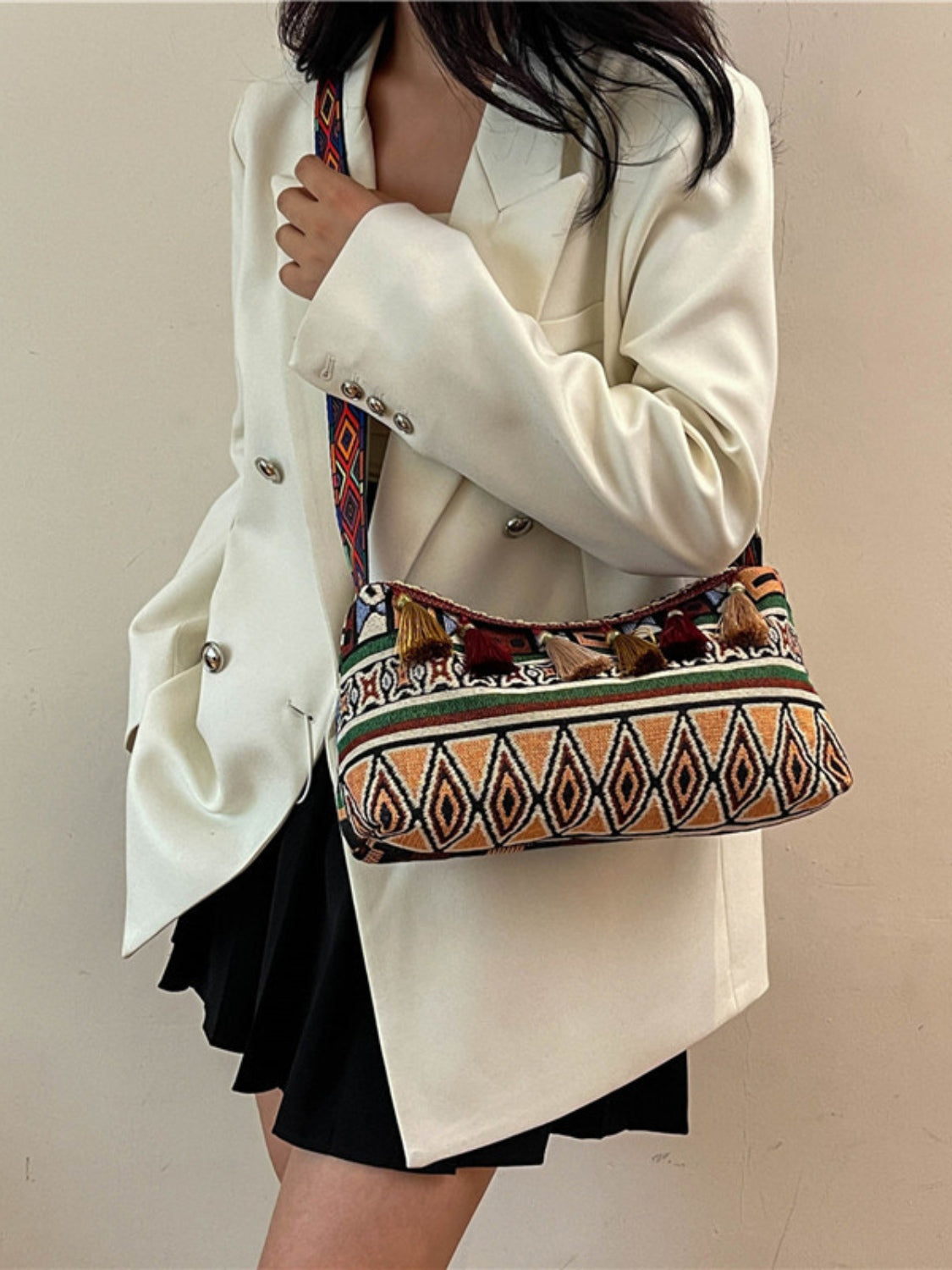 Tassel Adjustable Strap Shoulder Bag Crossbody