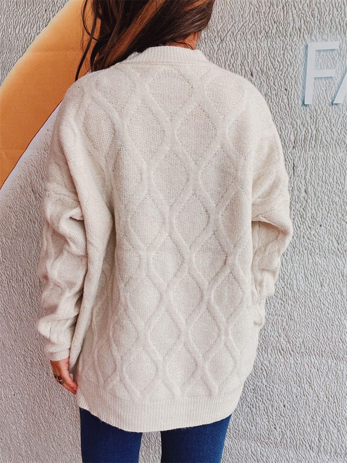 Diamond Round Neck Long Sleeve Sweater Winter Fashion