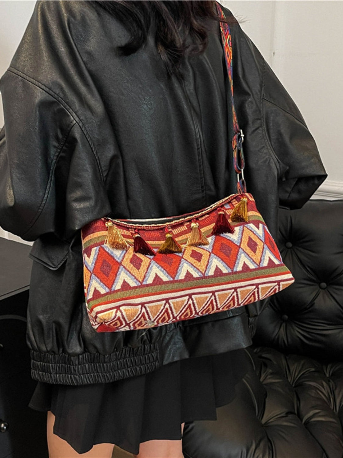 Tassel Adjustable Strap Shoulder Bag Crossbody
