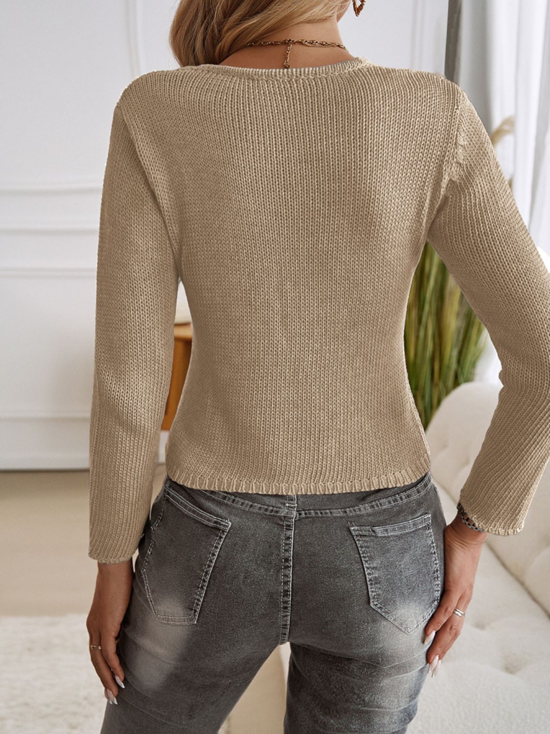 Devine Long Sleeve Cropped Cardigan-Fashionable