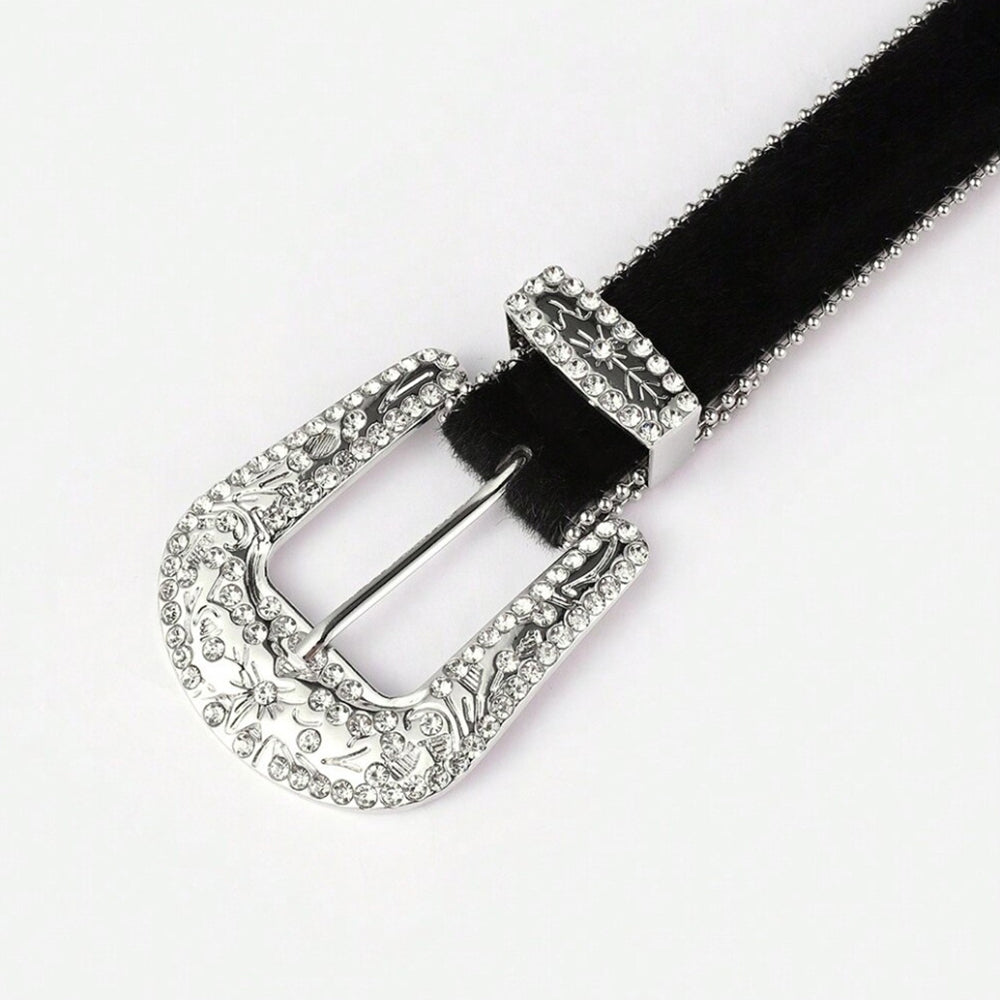 PU Leather Inlaid Rhinestone Belt Trendy Fashion
