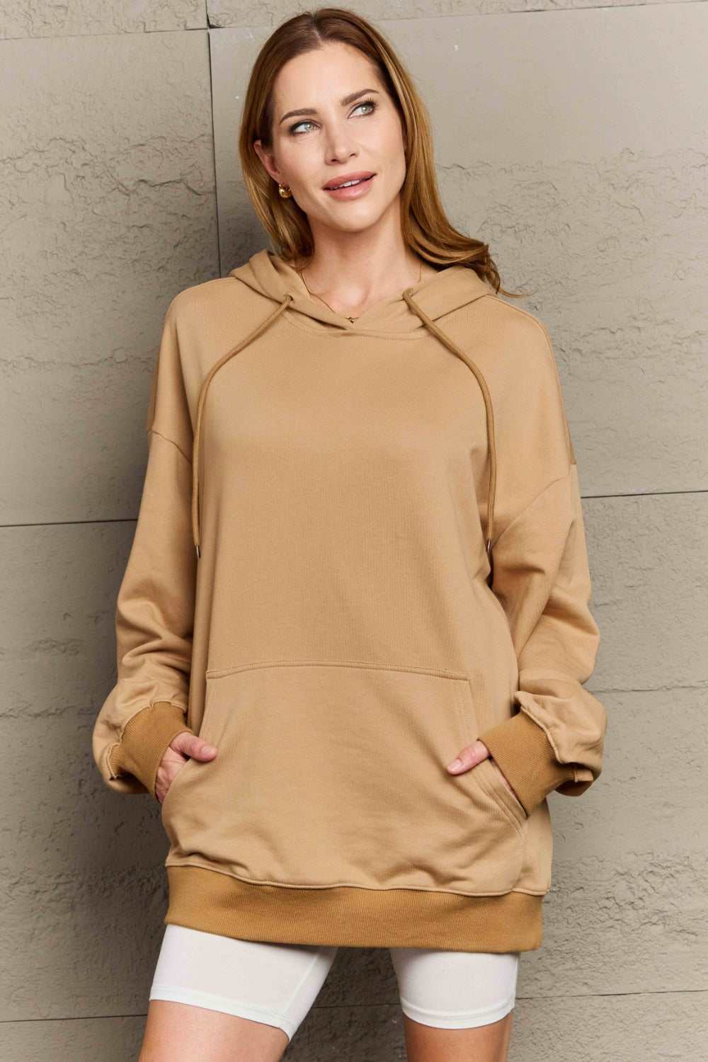 Full Size Drawstring - Long Sleeve Hoodie