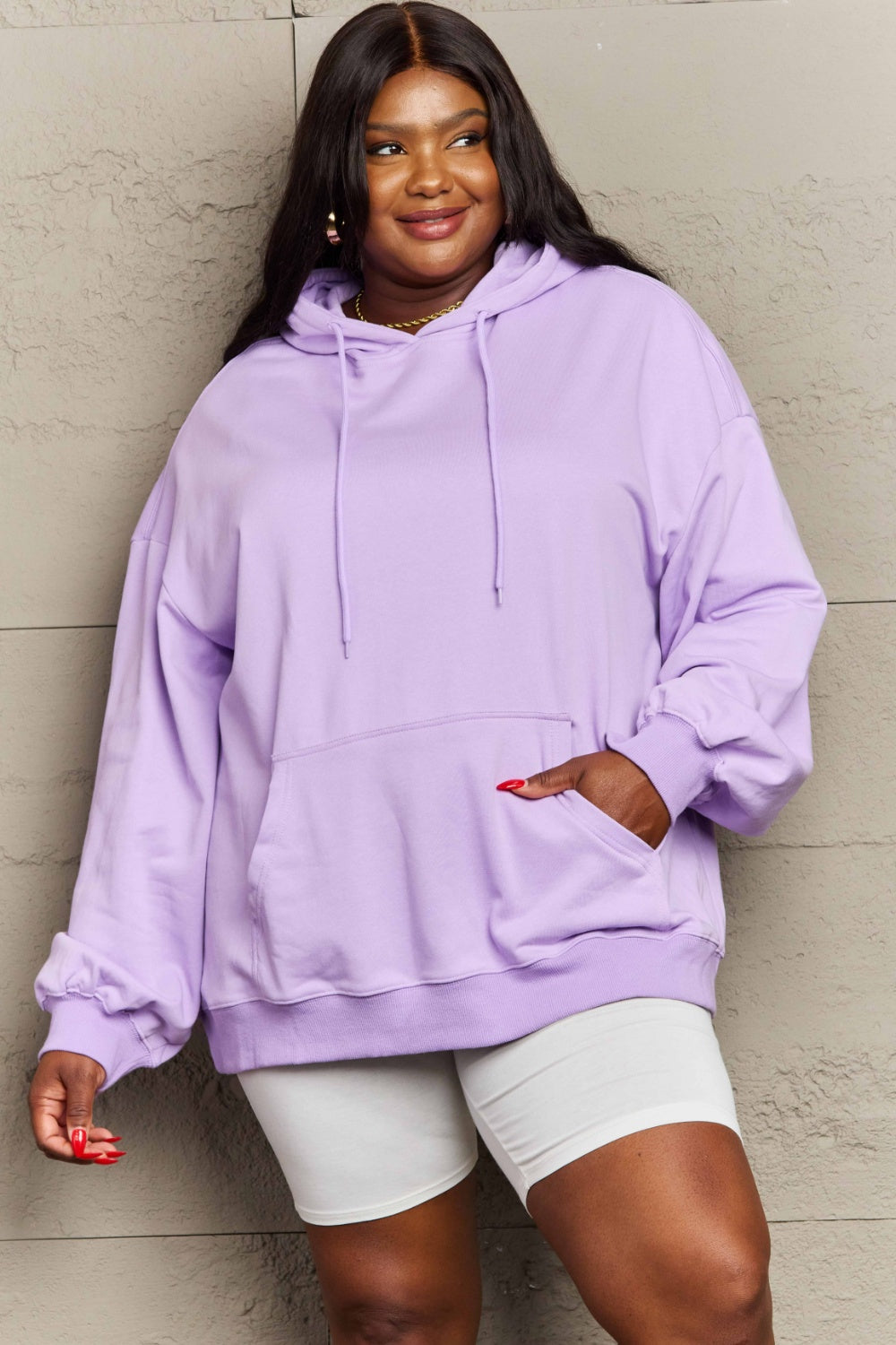 Full Size Drawstring - Long Sleeve Hoodie