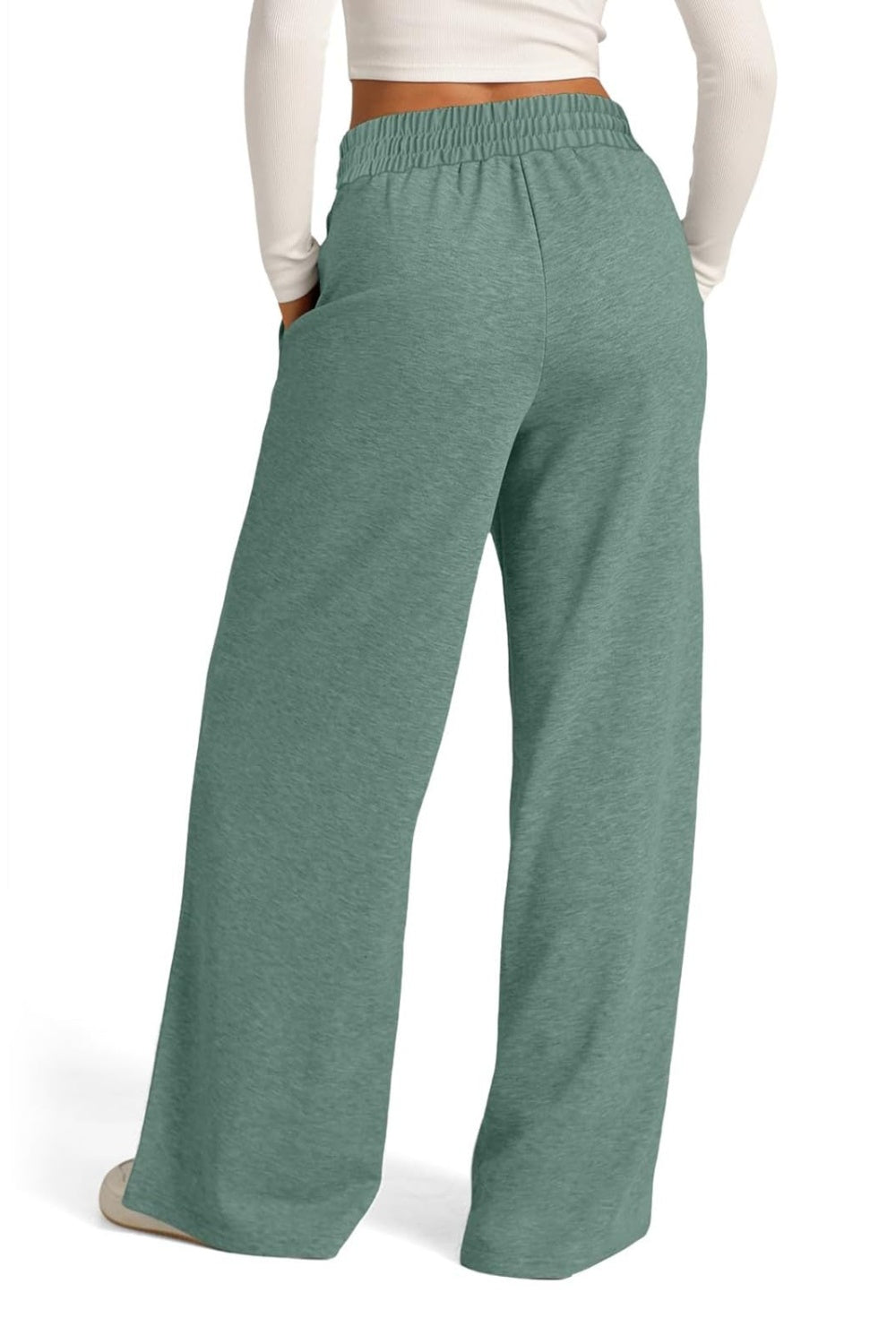 Drawstring Elastic Waist - Wide Leg Pants