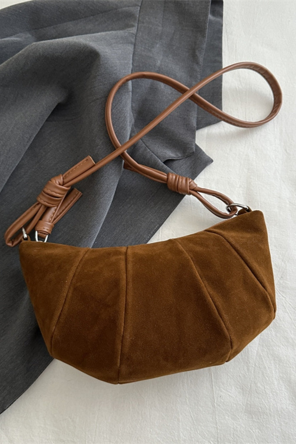 Suede Croissant Shape Shoulder Bag-Trendy