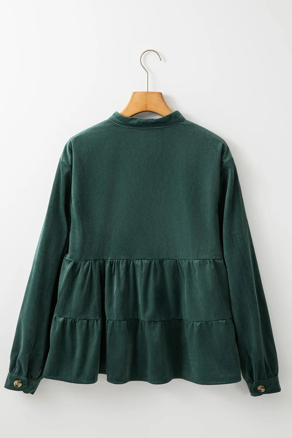 Peplum Round Neck Long Sleeve Shirt - Casual