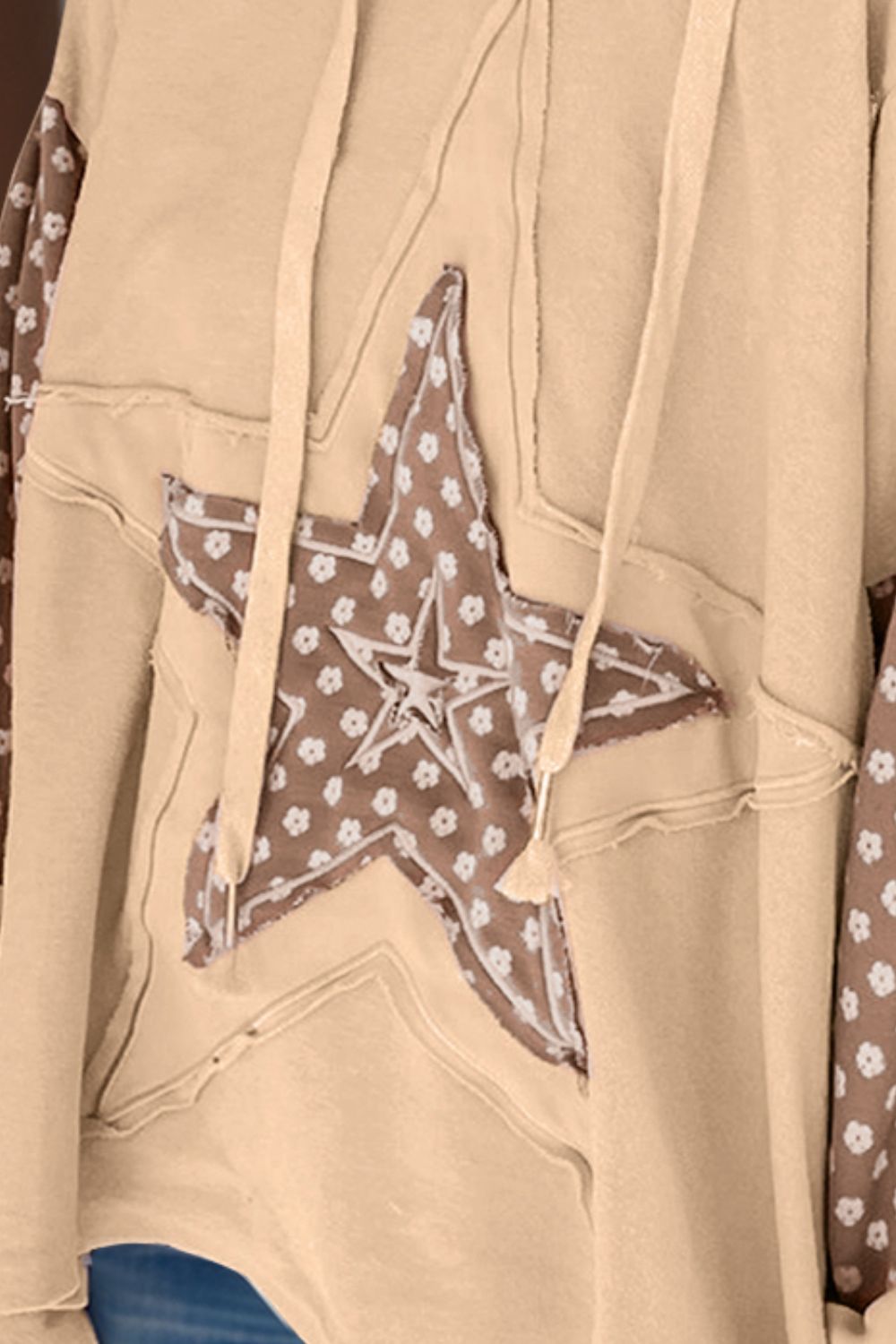 Drawstring Star Long Sleeve Hoodie-Casual