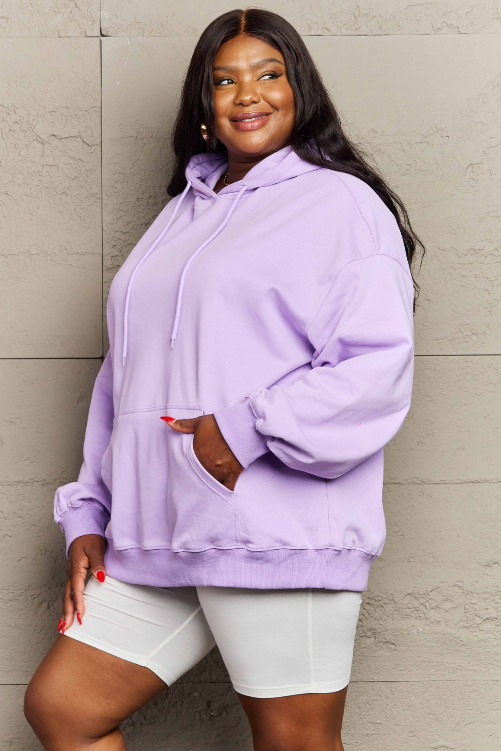 Full Size Drawstring - Long Sleeve Hoodie