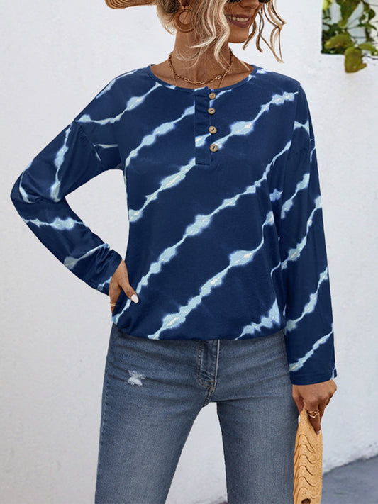 Striped Round Neck Long Sleeve T-Shirt