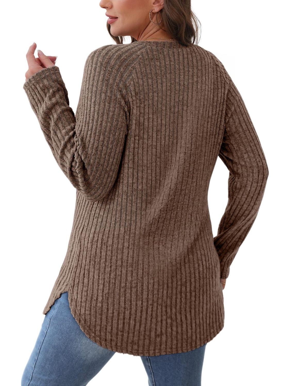 Round Neck Raglan Sleeve T-Shirt-Casual-Fashion