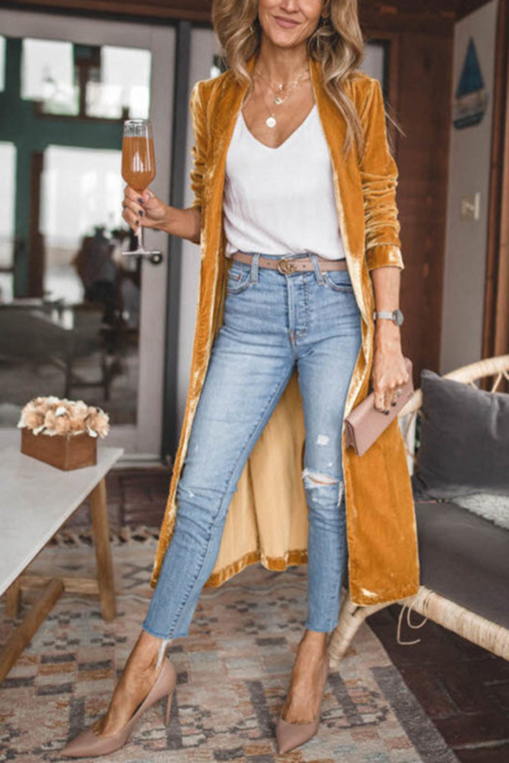 Open Front Long Sleeve Coat Lightweight Stylish