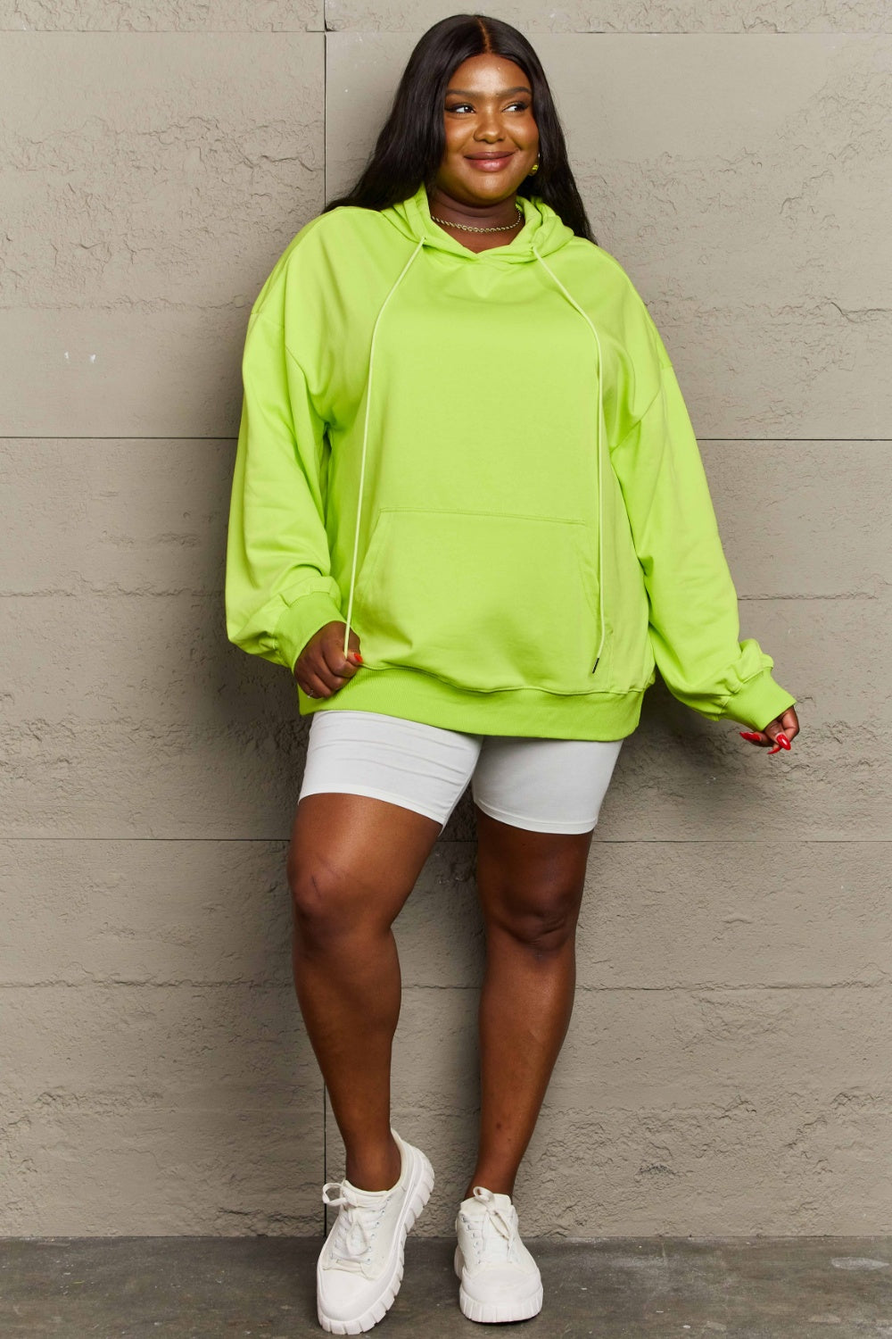 Full Size Drawstring - Long Sleeve Hoodie