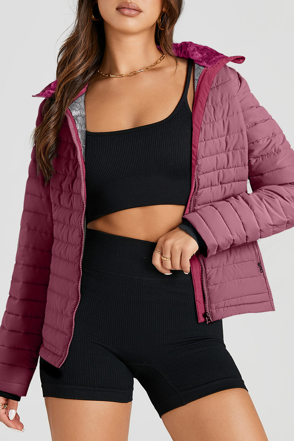 Turtleneck Zip Up Long Sleeve Jacket-Unique
