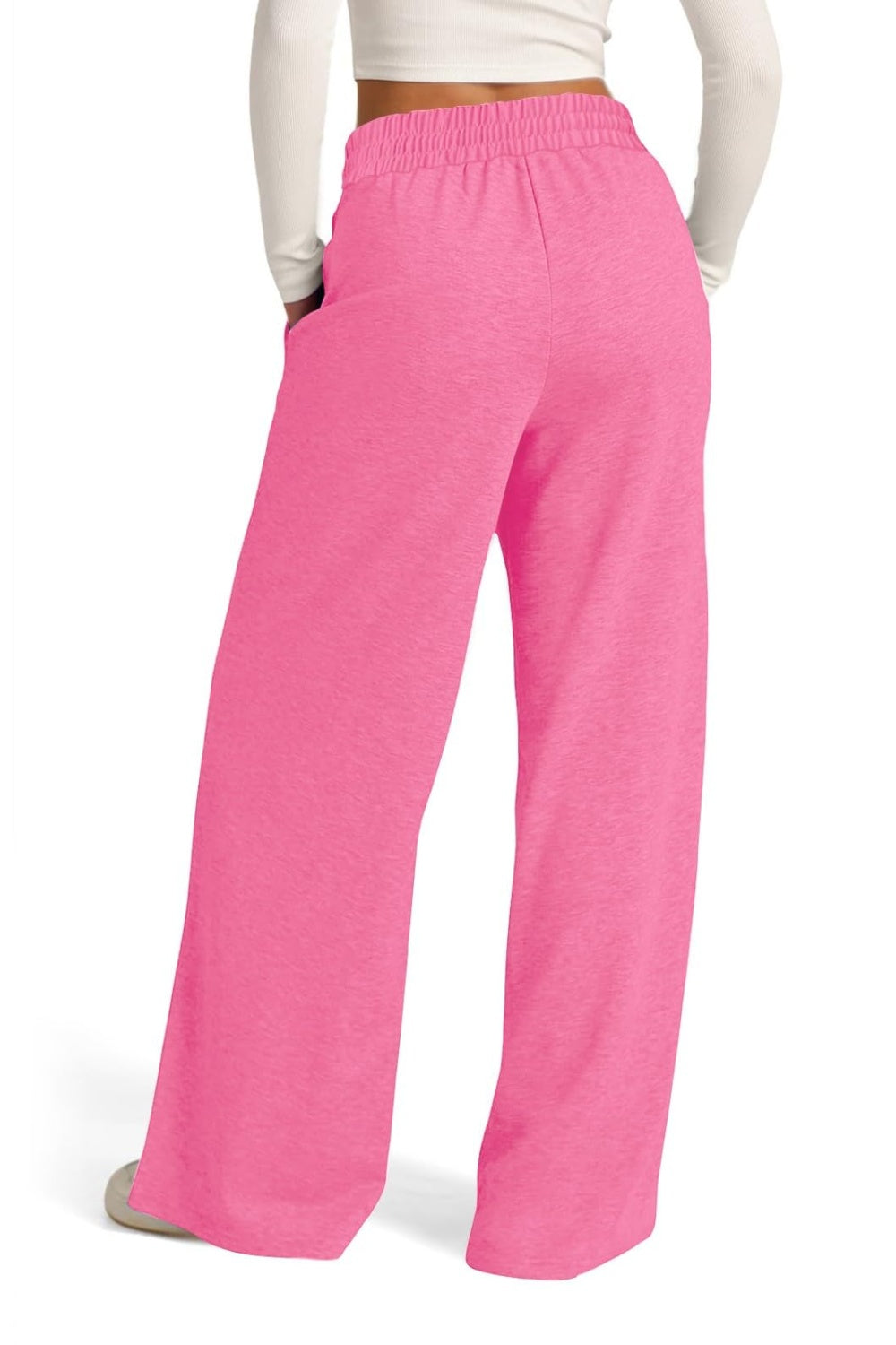 Drawstring Elastic Waist - Wide Leg Pants